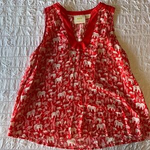 Maeve Anthropologie Tank Top Women 2 Red Safari Animal Sleeveless